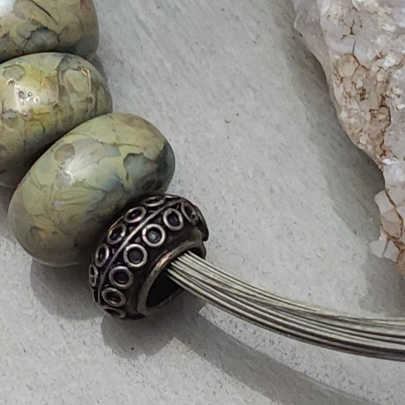 Sterling Silver 925 Necklace with Chunky Stone Beads and Textured Spacers - Picture 8 of 15